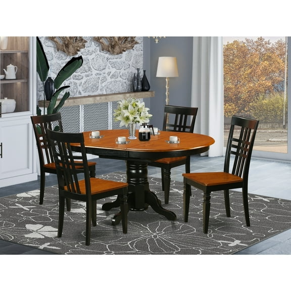 Asian Fusion Dining Set - Oval Table & 6 Chairs - Extendable Kitchen Table Set