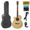 Oscar Schmidt Left Hand Acoustic/Electric Guitar, Spruce Top, Natural, OG10CENLH,Case Bundle, OG10CENLH CASEPACK