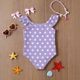 thumbnail image 6 of Abcomgle Kids Bathing Suits Girls Stretchy One Piece Swimsuit for Girls Cute Polka Dot Ruffled Girls Bathing Suit, 6 of 7