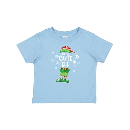 

Inktastic Funny Christmas I m the Cute Elf with Shoes and Hat Gift Baby Boy or Baby Girl T-Shirt
