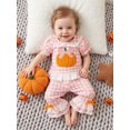 thumbnail image 5 of RUINIXCW Toddler Baby Girl Halloween Outfit Infant Baby Girl Summer Fall Clothes Cute Pumpkin Ghost Embroidery Short Sleeve Plaid Shirt Tops Flared Pants Set, 5 of 9