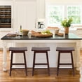 thumbnail image 2 of CL.HPAHKL Counter Height Bar Stools Set of 2, 24 Inch Kitchen Counter Stools Backless Wooden Barstools Solid Wooden Saddle Stools with Footrests for Kitchen Island, Dining Room, Pub, Cafe, Brown, 2 of 10