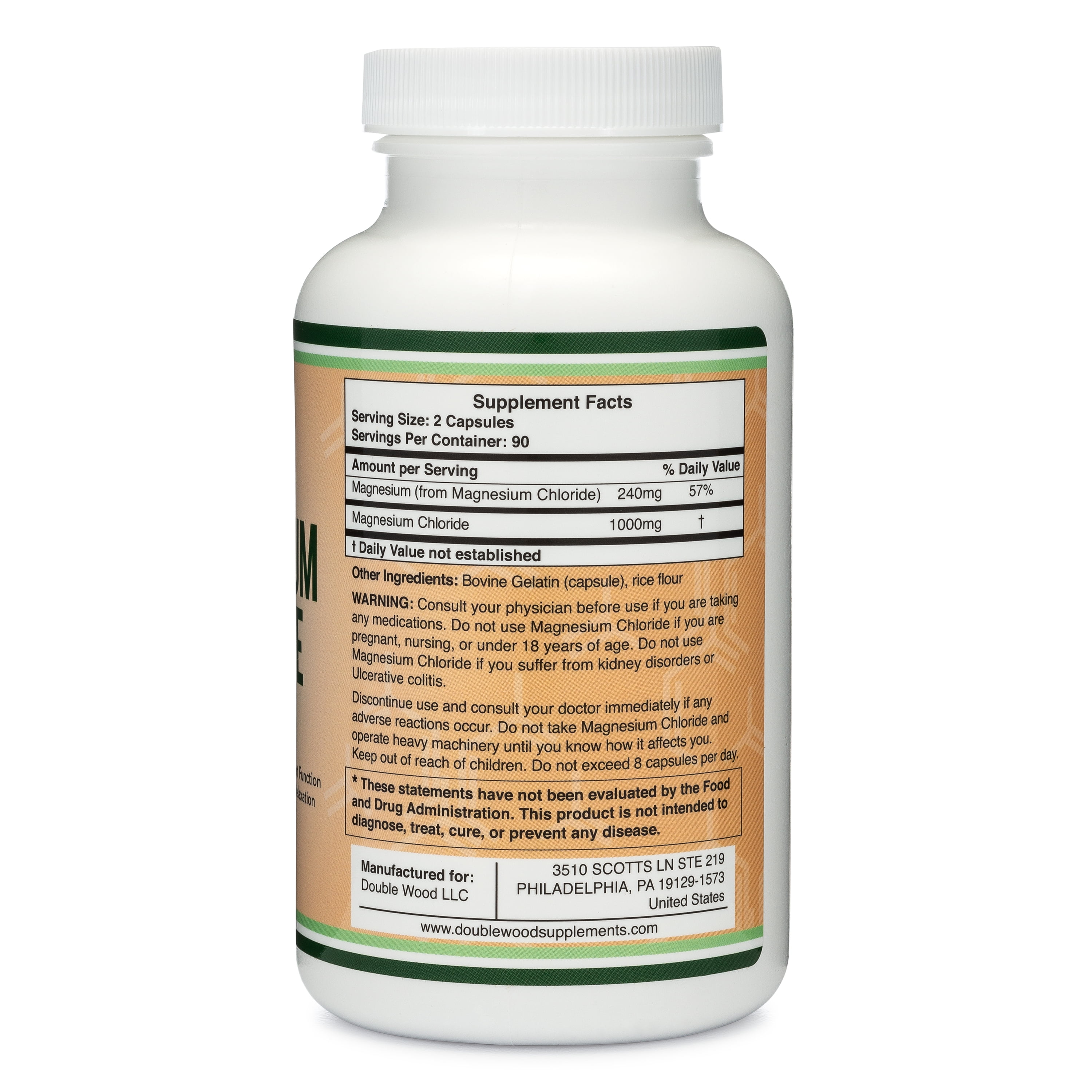 Buy Magnesium Chloride (Cloruro De Magnesio) 180 Capsules, 1,000mg