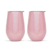 Simple Modern 12oz Spirit Wine Glasses 2 Pack Bundle - Stainless Steel Tumbler with Lids - Vacuum Insulated 18/8 Stainless Steel - Shimmer: Rose Quartz