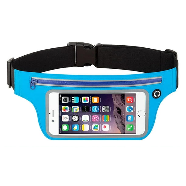 Riñonera deportiva con soporte para teléfono, riñonera delgada para entrenamiento con bolsillo para pantalla táctil.