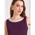 thumbnail image 4 of DARING DIVA Women's Boat Neck Sheath Sleeveless Work Rhinestone Dress L Purple, 4 of 5