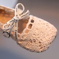thumbnail image 5 of AUDeals Girls Closed Toe Crochet Lace Mary Jane Flats Breathable Summer Flat Shoes Casual Dress Footwear (Beige, 2-2.5Years), 5 of 9