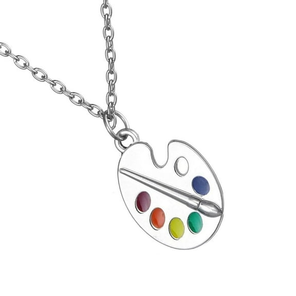 WHAMVOX Art Student Necklace Painting Pendant Creative Art Necklace Alloy Jewelry Ornaments Birthday Gift
