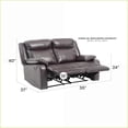 thumbnail image 2 of Double Reclining Loveseat, Cozy 40"H x 55"W x 37"D Living Room Seating | Dark Brown | PU Faux Leather, 2 of 5