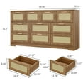 thumbnail image 5 of Accreate Dresser for Bedroom, 10 Drawer Wooden Chest of Drawers with Rattan Front, 59" Wide Modern TV Stand and Storage Cabinet for Living Room, Nursery, Hallway, 5 of 8