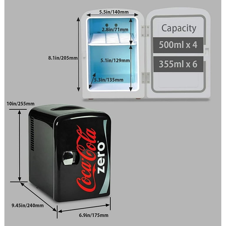 Coca-Cola Coke Zero 4L Portable Cooler/Warmer, Compact Personal