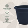 thumbnail image 4 of Bloem Ariana 20" Self-Watering Plastic Planter - Rolled Rim Indoor/Outdoor Garden Pot, Navy, 4 of 8