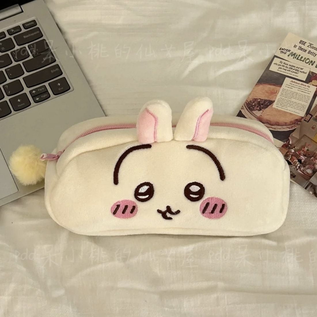 Chiikawa Cute Hachiware Embroidered Pencil Case Usagi Cartoon Large Capacity Stationery Box Pen Storage Organizer