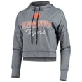 thumbnail image 2 of Women's Russell Heathered Gray Clemson Tigers Cropped Long Sleeve Mock Neck Hoodie, 2 of 3