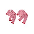 thumbnail image 2 of Cjfdfy Toddler Baby Girl Christmas Silk Stain Pajamas Set Kids Girls PJS Set Sleepwear Fall Winter Clothes Pumpkin Bow Print Long Sleeve Button Down Shirt with Long Pants Set Loungewear 1-8Y, 2 of 9