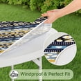 thumbnail image 5 of Blue Pioneer Flower Striped Pattern Round Fitted Tablecloth with Elastic Edge,Dining Table Cover Waterproof,Outdoor Round Tablecloth for Camping,Dining,Indoor and Outdoor, 5 of 7