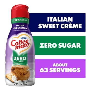 Nestle Coffee Mate Non Dairy Zero Sugar Italian Sweet Creme Liquid Coffee Creamer Sugar Free, 32 fl oz Bottle