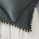 thumbnail image 4 of REGALWOVEN Pack de 2 fundas de almohada de terciopelo con pompones, fundas decorativas de almohada con flecos, color gris oscuro 18" x 18", 4 of 6