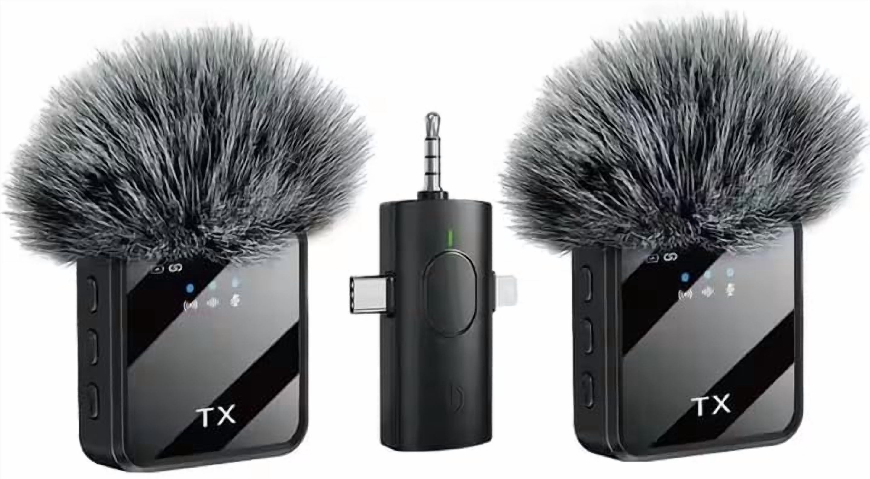 Wireless Lavalier Microphone 3 in 1 Mobile Phone Vlog Video Recording Interview Broadcasting for Android, iPhone and Camera