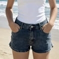 thumbnail image 3 of Wutalume Jeans for Women Denim Shorts with Chain Detail, Stretch Slim Fit Jean Shorts for Edgy Summer Casual Wear,Dark Blue M, 3 of 5