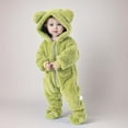 thumbnail image 2 of WEIYLL Boy's Bodysuits Infant Long Sleeve Fleece Hooded Outfits Winter Warm Green Kids Clothing 6-12 Months, 2 of 4