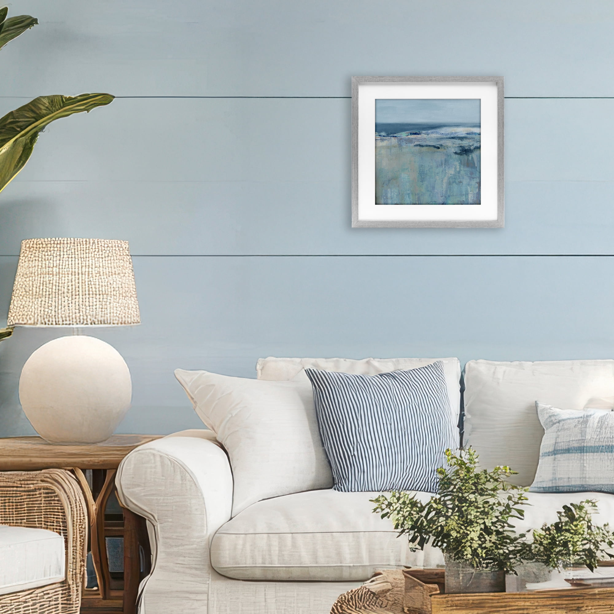 Stupell Industries Serene Abstract Pastel Seascape Gray Framed Print Under Glass, design by Carol Robinson