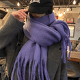 thumbnail image 3 of Bufanda de mohair de color sólido para mujer, estilo bufanda a juego para otoño e invierno, chal grueso y cálido de alta calidad, 3 of 6