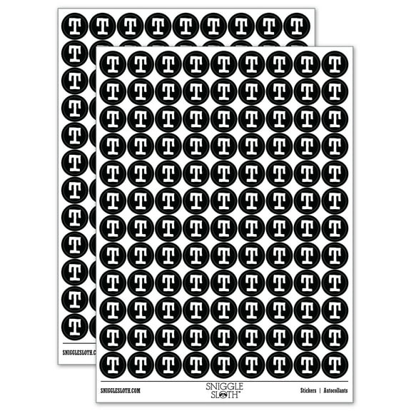 Letter T Uppercase Cute Typewriter Font 200 Round Stickers - Black - Gloss Finish - 0.50" Size