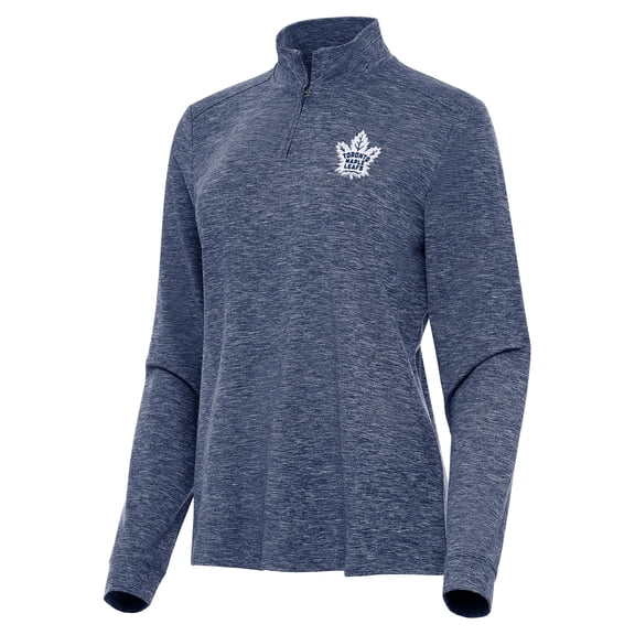 Women's Antigua  Heather Navy Toronto Maple Leafs Mentor Quarter-Zip Mock Long Sleeve Top