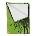 thumbnail image 2 of Yoga Soft Flannel Fleece Throw Blanket, Meditating Lady Under Sunset Sky in Forest Serenity Balance Soul Nature Art, Cozy Plush for Indoor and Outdoor Use, 60" x 80", Green Black Yellow, by Ambesonne, 2 of 5