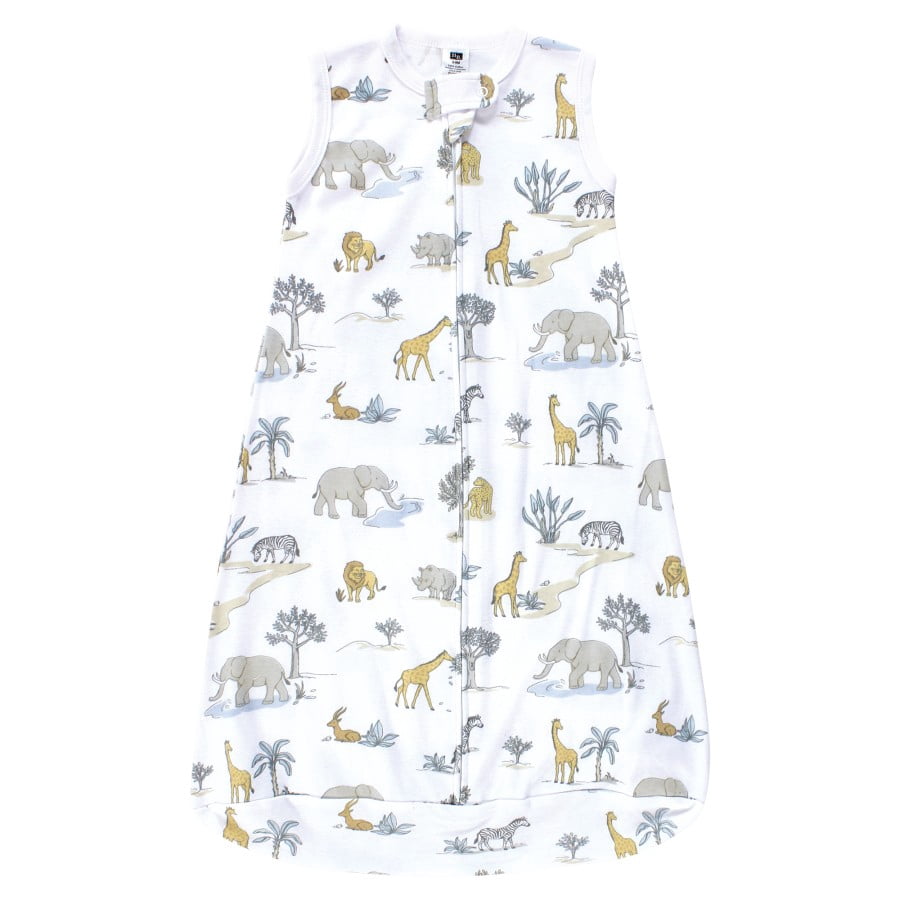 Hudson Baby Cotton Long-Sleeve Wearable Sleeping Bag, Sack, Blanket, Neutral Safari World Sleeveless, 18-24 Months