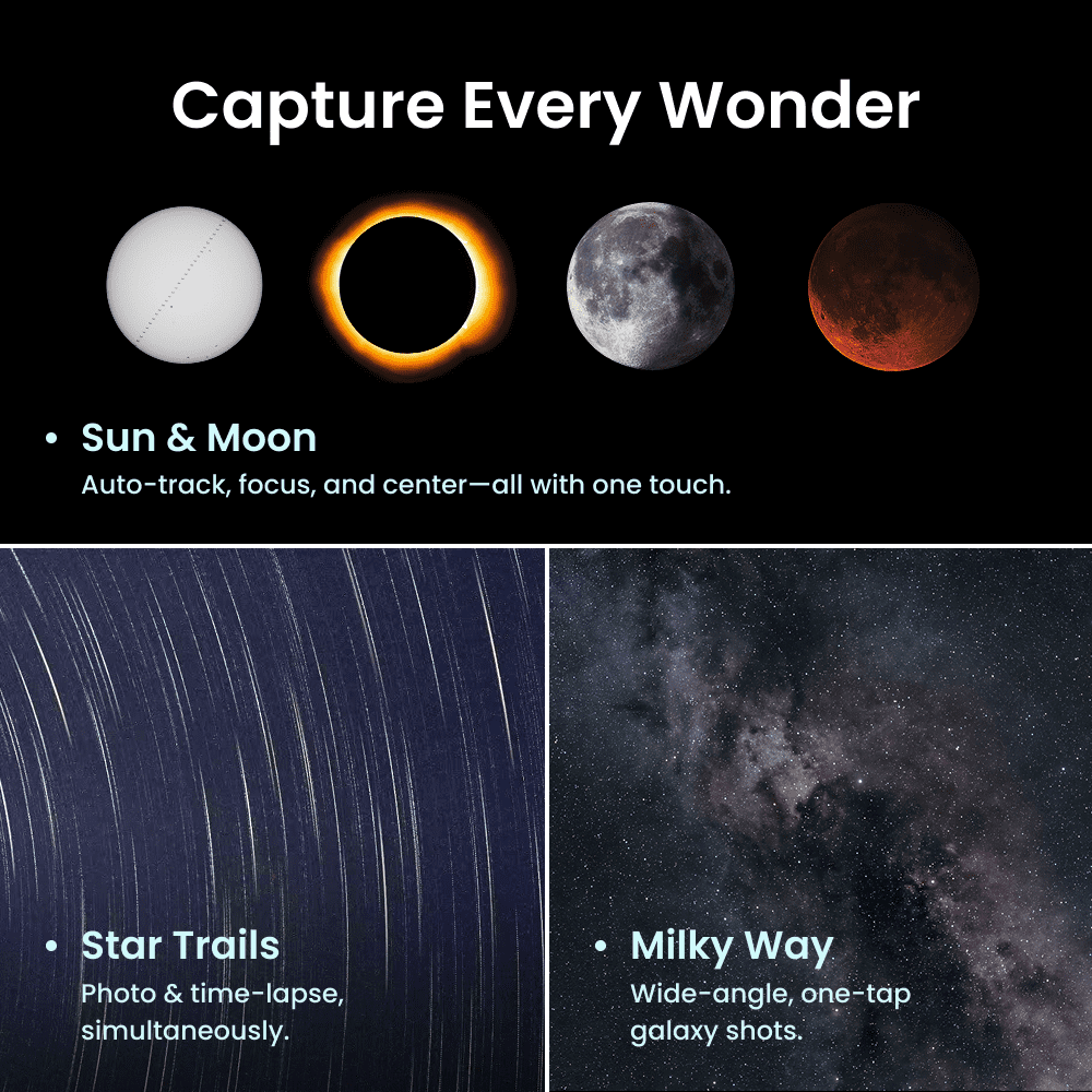 DWARFLAB DWARF Mini Smart Telescope - 1.85lb Ultra-Portable Astronomy Telescope for Astrophotography with Built-in Filters, Auto GOTO, AZ/EQ Mode and Cloud Processing, Ideal for All Ages