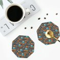 thumbnail image 4 of Naloa Industrial Transportation Leather Coasters for Drinks, Durable Drink Coasters 4 Set for Tabletop Protection, Luxurious Home Décor and Housewarming Gift ( {designName})Octagon, 4 of 6