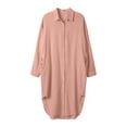 thumbnail image 5 of YDFCWXW Womens Chic Button Down Rolled-Up Sleeve Long Cotton Blouse Maxi Dress Pink, M, 5 of 6
