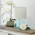 thumbnail image 5 of HomeStock Natural Beauty Glass Table Lamp - 9" Dia x 15" H - Sturdy Glass Base with Drum Shape Fabric Shade, With Rotary Switch-Color:White and Aqua, 5 of 6