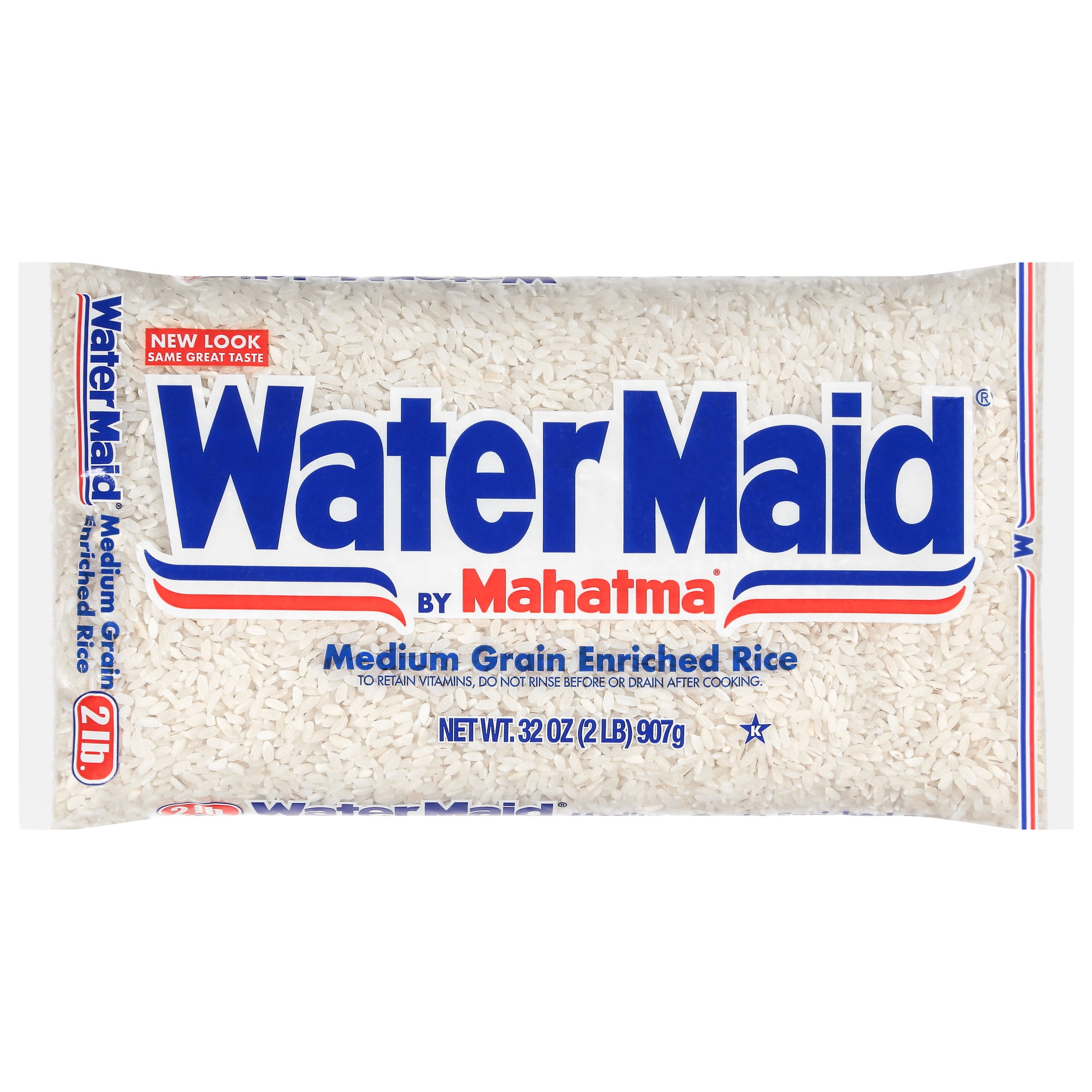 (2 pack) Water Maid® Enriched White Rice, Medium Grain Rice, Gluten Free, 2 lb Bag