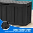 thumbnail image 6 of Dextrus 72 Gallon Weatherproof Resin Deck Box with Wheels, Mobile Lockable Outdoor Storage Bin, Durable Patio Organizer for Cushions, Garden Tools and Sports Equipment, Black, 6 of 10