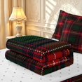 thumbnail image 6 of Manfei Rustic Check Zipper Twin Comforter Sets with Fitted Sheet and 2 Pillowcases,Vintage Plaid Zipper Bedding Set,Red Green Brown,Reversible,4pcs, 6 of 8