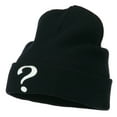 thumbnail image 2 of Question Mark Embroidered Long Knit Beanie - Navy OSFM, 2 of 5