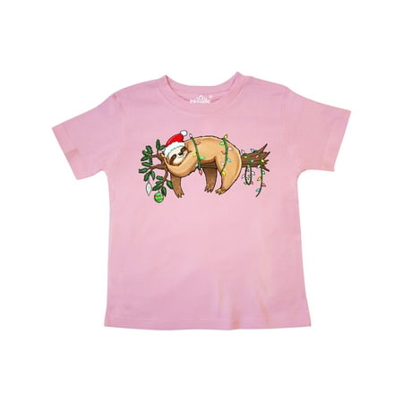 

Inktastic Cute Christmas Sloth Sleeping on Branch with Colorful Lights Gift Toddler Boy or Toddler Girl T-Shirt