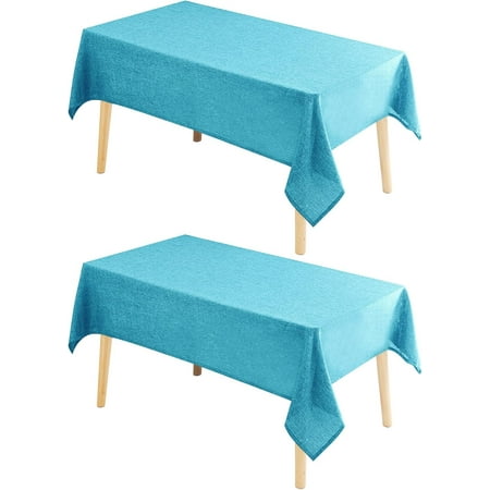 

XIACOCO-2 Pack Faux Linen Rectangle Tablecloth - Wrinkle And Stain Resistant Washable Table Cloth For Kitchen Dining Room Holiday Table Cover For Party Dinner Teal 70 X 108 Inch