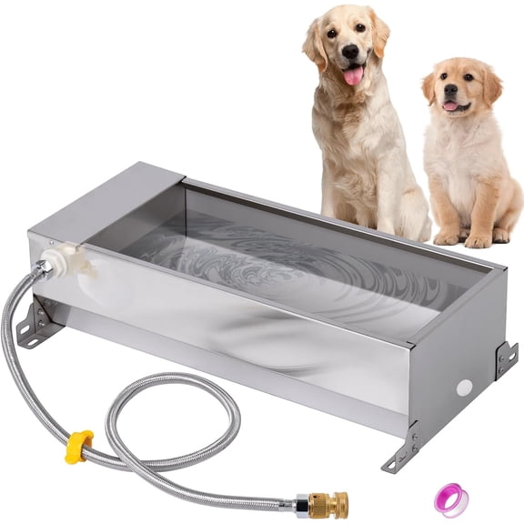 Automatic Large Dog Water Bowl Dispenser Outdoor Stainless Steel Automatic Livestock Water Trough Large Capacity Auto Fill Dog Waterer with Float Valve, for Chicken Geese Duck Goat Pig