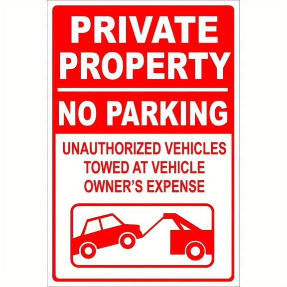 HELLOYOUNG Heavy Metal No Parking Sign 8x12 Inches, Towing Warning Sign for Private Property Driveway and Garage, Durable Rust-Free Aluminum, Red White Indoor Outdoor Use, Home Business Security