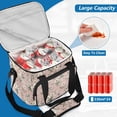thumbnail image 5 of Insulated Cooler Bag with Multiple Pockets Lightweight Lunch Box Tote for Travel Beach Camping Office Small White and Pink Flowers, 5 of 7