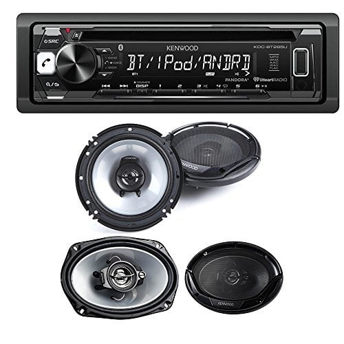 Kenwood KDC-BT265U Single DIN Bluetooth In-Dash CD/AM/FM Car Stereo + Kenwood KFC-1665S 60W 6.5" 2-Way and Kenwood KFC-6965S 90W 6x9" 3-Way Coaxial Speakers Tweeters