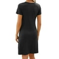 thumbnail image 2 of Gustave Women's Summer T Shirt Dress Ruched Bodycon Mini Dresses Casual Short Sleeve Wrap A-Line Sundress for Beach Party Work "Black, S", 2 of 6
