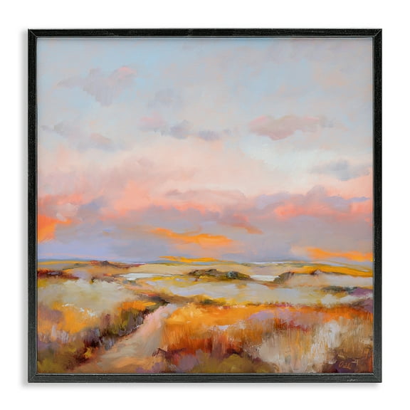 Stupell Industries Bright Sun Bleached Meadow Landscape & Nature Painting Black Framed Art Print Wall Art, 12 x 12