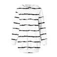 thumbnail image 5 of Cavosen Trendy Dresses for Women White Long Sleeve Hoodie Dress Mini Sweatshirt Pullover Hooded Neck Knee Length Short Dress Striped Casual Dress with Pocket Fall Winter S, 5 of 5