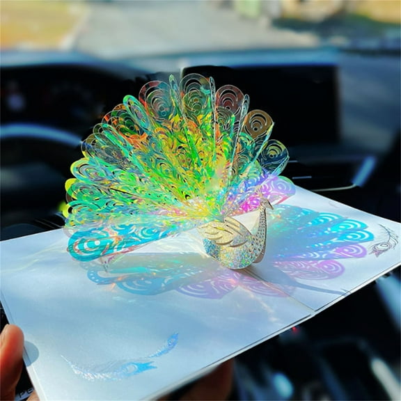 1Pc 3D Greeting Card Peacock Creative Paper Carving Thanksgiving Birthday Valentine Christmas Greeting Card with Envelope