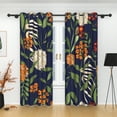 thumbnail image 3 of Lfeey Floral Leaf Blackout Curtains, Room Darkening Grommet Curtains, Dark Blue, 42x63 inches, Set of 2, 3 of 5